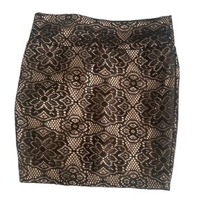 Nude Lace Mini Skirt